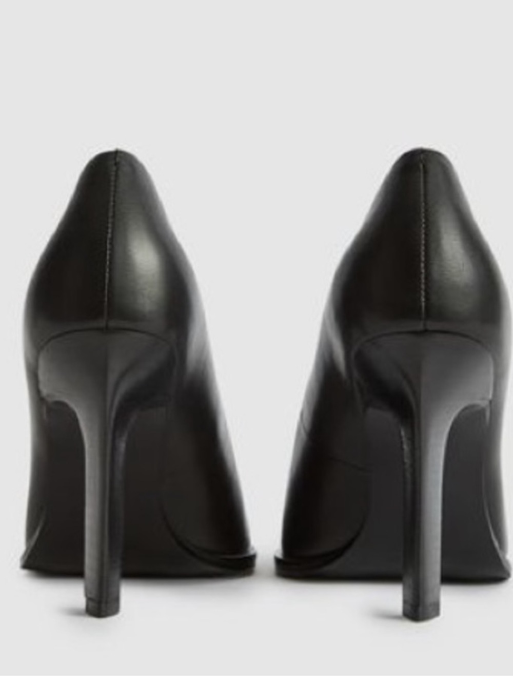Reiss Black Pointed Leather Stiletto Heels - Picture 4 of 10